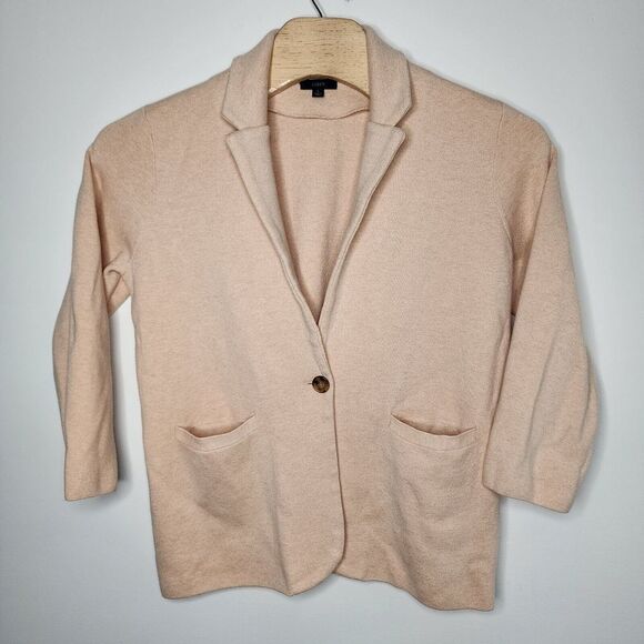 J. Crew Sweaters - J Crew Cardigan Sweater Cecile Relaxed Blazer Women L Peach Soft Knit Wool Blend